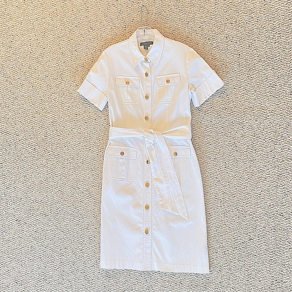 Ralph Lauren Button Up Cotton Dress, White, Size 6 - Picture 2 of 16